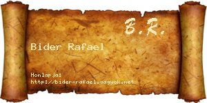 Bider Rafael névjegykártya